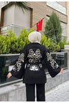 Nakışlı Pullu Triko Kimono Takım