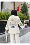 Nakışlı Pullu Triko Kimono Takım