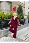 Nakışlı Pullu Triko Kimono Takım