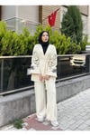 Nakışlı Pullu Triko Kimono Takım