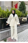 Nakışlı Pullu Triko Kimono Takım