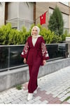 Nakışlı Pullu Triko Kimono Takım
