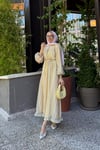Nelia Düğme Detaylı Balon Kol Tesettür Elbise