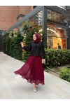 Şifon Piliseli Etek - Bordo