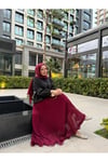 Şifon Piliseli Etek - Bordo