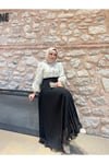 Şifon Piliseli Etek - Siyah