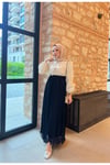 Şifon Piliseli Etek - Siyah