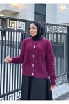 Yumuşak Dokulu Gümüş Düğme Detaylı Hırka