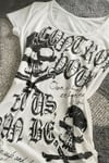 Gotik Skulls Control Geniş Yaka Y2K Crop - Beyaz