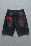 Kırmızı MZKD Spider Nakışlı Y2K Baggy Unisex Şort