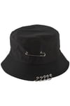 Mood Unisex Siyah K-pop Piercing Ve Çengelli Iğne Modelli Bucket Şapka