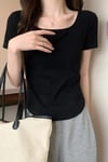 Siyah Basic Y2K Kısa Kollu Crop