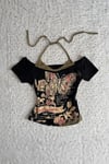 Siyah Butterfly Madonna Yaka Ek Askılı Y2K Full Body Crop
