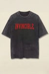 Siyah Yıkamalı Invincible Omni-Man Unisex Kısa Kollu Sırt Baskı T-Shirt