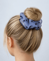  Fashion Mavi Puantiyeli Organze Oversize Scrunchie Saç Tokası