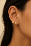 Çelik 3'lü Taşlı Küpe Seti – Gold Kare ve Oval Modeller