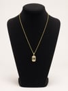 Çelik Altın Tonlu H Harfli Şeffaf Taşlı Kolye