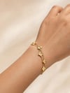 Çelik Çift Zincir Kelebek Motifli Gold Renk Kadın Bileklik