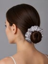 Fashion Gümüş Gri Saten Oversize Scrunchie Saç Tokası