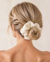 Fashion KREM DOKULU KUMAŞ SCRUNCHIE SAÇ TOKASI