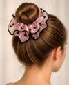 Fashion Pudra Pembe Puantiyeli Organze Oversize Scrunchie Saç Tokası