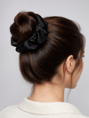 Fashion Siyah Puantiyeli Organze Oversize Scrunchie Saç Tokası