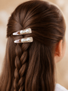 İnci ve Baget Taş Detaylı Pembe 2'li Saç Tokası Seti