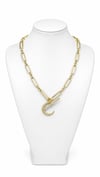 LUXURY Ay Figürlü Paperclip Zincir Gold Ton Kolye