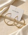 Luxury Çelik Çapraz Desenli Orta-Büyük Halka Küpe – Altın