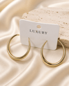 Luxury Çelik Damla Formlu Kalın Büyük Halka Küpe – Altın