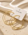 Luxury Çelik İki Aralıklı İnce Büyük Halka Küpe – Altın