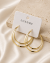 Luxury Çelik İki Aralıklı Yassı Damla Halka Küpe – Altın