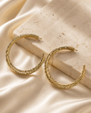 Luxury Çift Sıra Kesim Desenli Büyük Halka Küpe – Gold