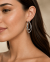 Luxury İki Aralıklı İç İçe Oval Halka Küpe – Gümüş
