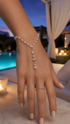 LUXURY İnci ve Yıldız Detaylı Çift Oval Taşlı Gümüş Renk Şahmeran