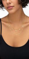 LUXURY Kalp Taşlı Üç Katlı Gold Kolye