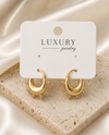 Luxury Taş Detaylı Gold Damla Halka Küpe
