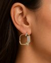 Luxury Taşlı Geometrik Gold Kare Halka Küpe