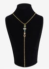 Renkli Taşlı Gold Rengi Kolye – Zarif Lariat Tasarım