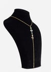 Renkli Taşlı Gold Rengi Kolye – Zarif Lariat Tasarım