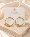 Xuping Kıvrımlı Detaylı Büyük Gold Halka Küpe