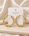 Xuping Taşlı Zincir Büyük Gold Halka Küpe