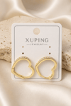 Xuping Üst Kısmı Taşlı Gold Kalp Halka Küpe