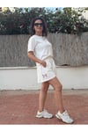Kadın beyaz şortlu rahat spor takım