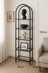 siyah mini ütopya metal kitaplık ve dekoratif raf 150x40x30
