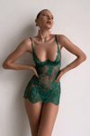  İsabella Yeşil Transparan Dantel Babydoll 