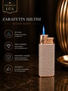 Premium Lüx Jet Alevli Çakmak Gold Zirkon Taş İşlemeli Çakmak Eşe, Arkadaşa, Sevgiliye, Babaya, Anneye  Hediye