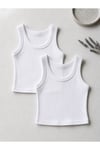 2'Li Kadın Beyaz Fitilli Crop Atlet Yumuşak Dokulu Esnek Basic Model-1001K