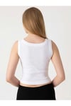 Kadın Fitilli Modal Crop Atlet Beyaz - 1001