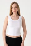 Kadın Fitilli Modal Crop Atlet Beyaz - 1001